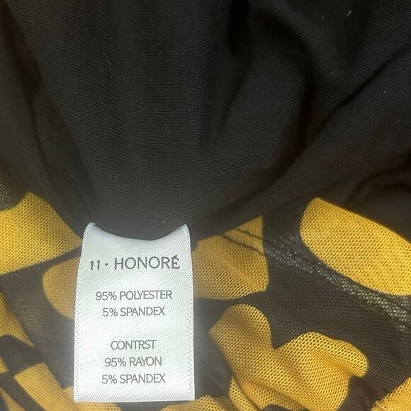 11 Honore Iris Ruch Mesh Long Sleeve Bodycon Dress Animal Print Yellow Black 1X - Picture 7 of 9